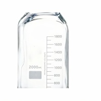 Bouteille de laboratoire ronde à large ouverture en verre borosilicaté de 50000ml avec bouchon à vis en polypropylène et anneau verseur bleu