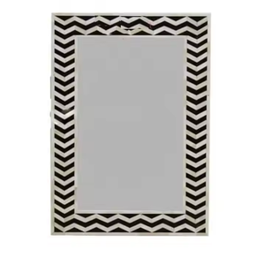 Marco de Espejo Cuadrado de Madera Moderno y Ecológico Hecho a Mano con Incrustaciones Intrincadas de Hueso, Decoración de Pared para Sala de Estar, Dormitorio, Hogar, Forma de Media Luna - Product Image 2