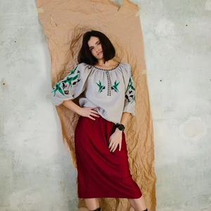 เดรสลำลองพิมพ์ลายดอกไม้เม็กซิกันแขนสั้นสำหรับผู้หญิงเสื้อผ้าใส่สบายสไตล์เม็กซิกันชุดเดรสคอโอออกแบบโลโก้ได้ตามต้องการ - Product Image 1