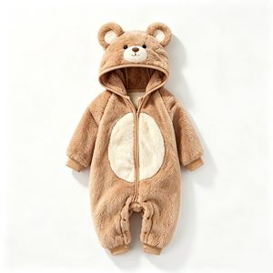 Pelele de Felpa Personalizado de Oso Pardo con Capucha para Bebé, Mono de Animal para Recién Nacido con Relleno de Algodón PP para Navidad - Product Image 3