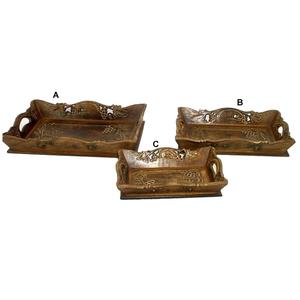 Último diseño, regalo de vacaciones, decoración del hogar, tema artístico, bandeja de madera estándar superior para servir, redonda de alta calidad con formato de cuerda, Navidad - Product Image 1