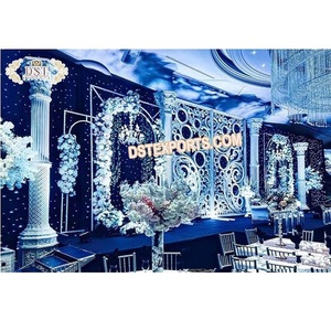 Trending White Theme Wedding Stage Decoration Fibra especial para Grand Asian Wedding Reception Hall para Western Wedding Reception - Product Image 1