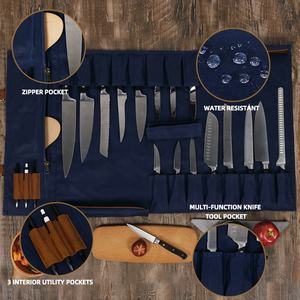 Étui de rangement pliable pour couteau de chef en cuir et toile de qualité supérieure, anti-odeurs, portable et léger, LCKR-0038 - Product Image 4