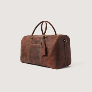 Sac de voyage décontracté en cuir marron vieilli Darrio, sac de week-end avec fermeture éclair durable, matériau PC pour le sport - Product Image 4