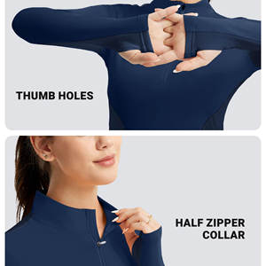 Couche de base pour femme, tissu doux au toucher, coupe ajustée, polyester, facile à porter, respirant, couleur bleue, séchage rapide, teinture unie, couche de base pour femme - Product Image 3