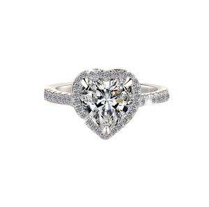 Diamantes de circón personalizados Alianzas de boda de plata unisex en plata Hear Shape Diamond Cut Band - Product Image 1