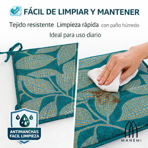 Cojín para Silla Repelente al Agua de 40x40x2 cm, Fácil de Limpiar con Correas de Sujeción, Uso en Interiores y Exteriores, Cojines y Almohadas para Exteriores - Product Image 4