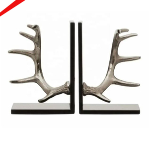 Serre-livres en aluminium de finition argentée unique de conception pour le salon de bureau - Product Image 4