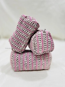 Set 3 Eco-Friendly Cotton Multi-Size Vintage Case <b>for</b> Bags <b>for</b> Women Travel Quilted Hand Block Print Durable Water Zipper Large - Product Image 3