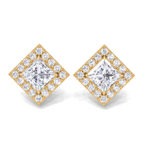 Pendientes de Diamante Cultivado en Laboratorio con Corte Princesa de 1.32CT, con Halo, en Oro Amarillo, Blanco y Rosa de 14K, Chapados en Rodio, con Marco Cuadrado Geométrico - Product Image 5