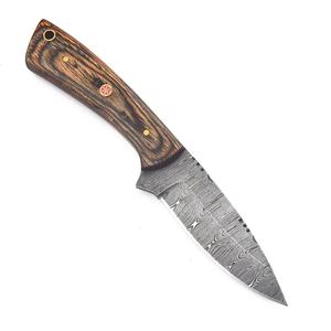 มีดล่าสัตว์ทำมือเหล็กดามัสกัส ด้ามไม้ ปลอกหนัง |   มีดเอาตัวรอดสำหรับตั้งแคมป์กลางแจ้งแบบ OEM - Product Image 3