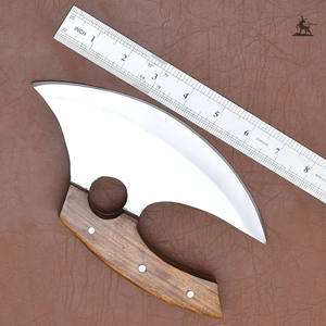 Cuchillo basculante Ulu de acero inoxidable hecho a mano para caza y corte de pizza de cocina - Product Image 6
