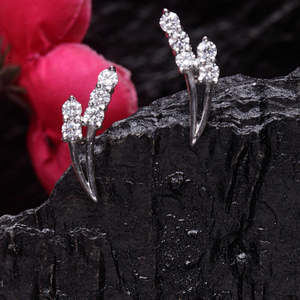 NOVAMART Fine Premium 925 <b>Sterling</b> <b>Silver</b> <b>Stud</b> Earrings for Women & Girls Rose Gold Diamond Trendy Heart Flower Designs Engageme - Product Image 2