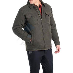 <b>Mens</b> Wool Blend <b>Quilted</b> Jacket with Satin Insulated Sleeves and Warm Sherpa Lined Interior for Winter Casual and Outdoor Wear - Product Image 5