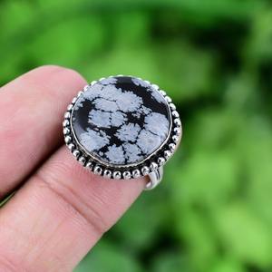 925 Sterling Silver Handmade Gemstone Snowflake Obsidian Spinner Ring Gemstone Designer Jewelry 925 <b>Stamp</b> Girls Ring Jewelry - Product Image 2