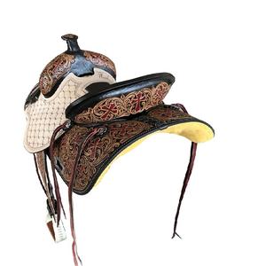 Sillín occidental de cuero genuino cómodo y duradero para montar a caballo para mayoristas ecuestres indios - Product Image 3