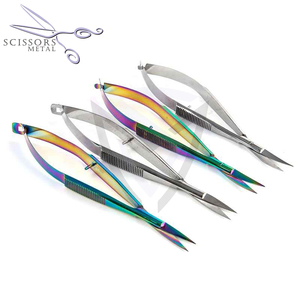 Micro tijeras profesionales para cejas 4,5 "Acero inoxidable recto Acción de resorte para diestros Durable - Product Image 6