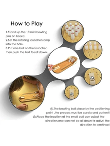 Mini jeu de basket-Ball de bureau, jouet de bowling en bois pour enfants et adultes - Product Image 5