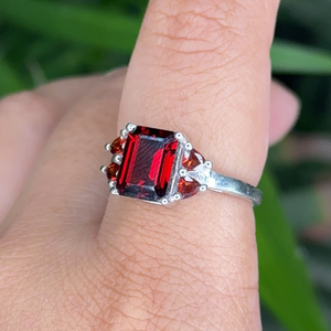 925 Sterling <b>Silver</b> 100% Genuine <b>Garnet</b> Engagement <b>Ring</b> Classic Prong Setting Wholesale Jewelry Supplier Bulk Order Available - Product Image 2