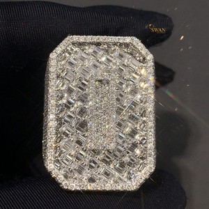 Impresionante anillo de racimo de corte brillante de diamante cultivado en laboratorio de oro sólido de 10K rodio Ajuste de pavé helado completo regalo de boda de Hip Hop de lujo - Product Image 1