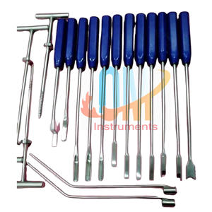 Juego de Instrumentos para Remover Cemento Tipo Mueller de Alta Calidad, 22 Piezas, Acero Inoxidable de Grado Médico, Azul, Maquinaria Ortopédica - Product Image 3