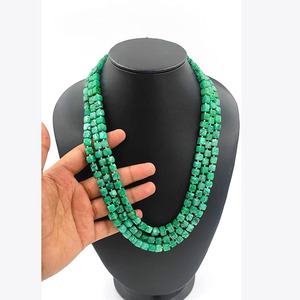 Boîte de perles en émeraude beryl, collier 3 couches de pierres précieuses faites à la main, perles de pierre naturelle Boho, collier épais - Product Image 4