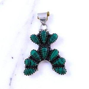 Colgantes y Dijes de Plata, Colgantes de Plata de Ley 925 con Piedras Preciosas de Malaquita Natural - Product Image 2