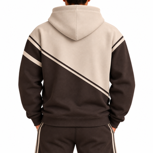 Sweat-shirt à capuche pour homme SINEWY SPORTS, color block, polaire polyester/coton 350g, coupe classique, style sportif automne, avec poches. - Product Image 2