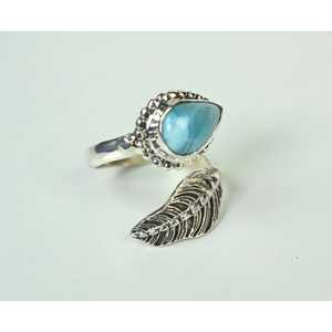 925 Sterling Silver Handmade <b>Statement</b> <b>Ring</b> Blue Larimar Gemstone Boho Style <b>Ring</b> Gift for Her Natural Larimar <b>Ring</b> - Product Image 2