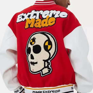 แจ็คเก็ตวาร์ซิตี้สีแดงแบบกำหนดเอง แจ็คเก็ตเลตเตอร์แมนพรีเมียมสำหรับผู้ชาย ดีไซน์ล่าสุด แจ็คเก็ตเบสบอลแบบยูนิเวอร์ซิตี้ - Product Image 3