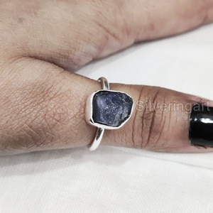 เครื่องประดับหินหยาบแหวนผู้หญิงแหวนธรรมชาติปรับได้พลอยแทนซาเนีย December birthstone December PLAIN Ring 925แหวนเงินสเตอร์ลิง - Product Image 3