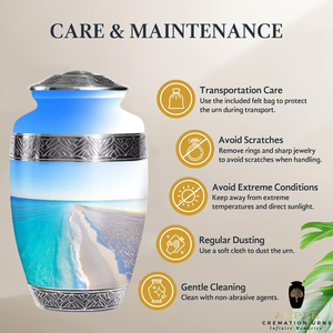 River view Metal Cremation <b>Urn</b> Premium Aluminum Memorial <b>Urn</b> with Meena Coating <b>Large</b> 220 cu in Capacity Leakproof & Engravable - Product Image 4