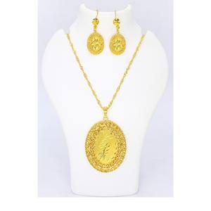 Ensemble de pendentifs à breloques ensemble de bijoux plaqué or indien dubai arabe ensemble de pendentifs boucles d'oreilles collier chaîne pour femmes - Product Image 1