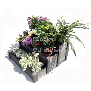 3 tier wooden plastic composite grow plant flower pot raised garden bed