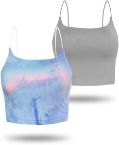 Débardeurs 2 pièces pour femmes avec col rond sans manches Design basique extensible pour vêtements décontractés Yoga Fabriqué à partir de nylon et d'élasthanne - Product Image 1