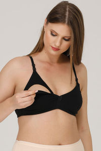 Sujetador de Maternidad Negro sin Varillas para Mujer, con Tirantes Ajustables y Cierre de un Solo Botón, Transpirable, de Spandex y Poliéster, Cuello en V - Product Image 3