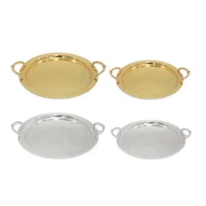 Bandeja de comida para muebles del hogar de estilo moderno, bandeja rectangular chapada en oro hecha a mano con asas para el hogar y bandejas de diseño de Hotel - Product Image 5