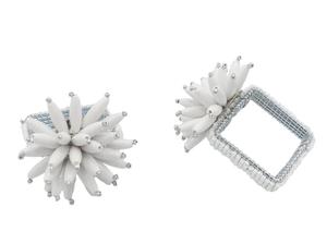 Meilleur prix rond de serviette fleur en cristal blanc pour décoration de mariage porte-serviettes fleur - Product Image 3