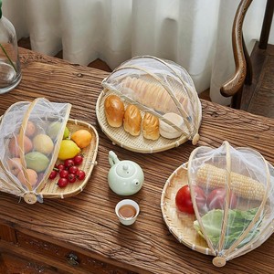 Lot de 2 couvercles en bambou et en maille, dôme de service alimentaire, tente panier pour l'extérieur - Product Image 2