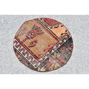 Alfombra de lana turca marrón y roja Vintage, patrón de retales de tejido plano de 2,2 pies para decoraciones de sala de estar o pasillo - Product Image 2
