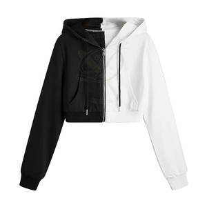 Dernier style de sweats à capuche pour femmes couleur unie hiver doublé haut court à capuche-respirant et personnalisé en gros - Product Image 1