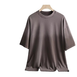 Nueva Camiseta de Hombre 2026 al por Mayor, Cuello Redondo, Oversize, 100% Algodón, de Alta Calidad, Estilo Vintage Lavado, para Uso Casual - Product Image 1