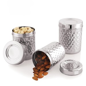 Juego de Recipientes Cilíndricos de Acero Inoxidable con Textura Dorada, Modernos, de Lujo, Herméticos, Aptos para Lavavajillas, Portátiles - Product Image 3