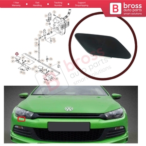 BSP1018-2 Headlight <b>Washer</b> Cover Cap Right 1K8955110 for Scirocco 2008-2014 - Product Image 5
