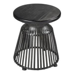Taburete Redondo de Hierro con Acabado Negro, Perfecto para el Hogar, Sala de Estar, Muebles Decorativos, Otomanas y Taburetes - Product Image 1