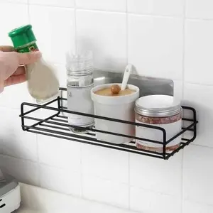 Estante de Pared Multiusos de Metal Negro para Baño, Organizador de Almacenamiento sin Taladro para Cocina y Hogar - Product Image 2