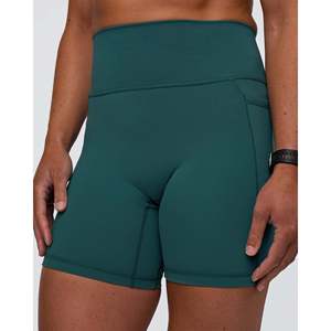 Shorts Fusion de cintura ultra alta de 6 pulgadas para mujer con bolsillos - Verde azulado transformador - Product Image 6