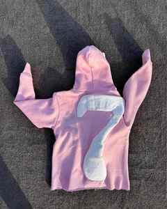 Pull à capuche en coton molletonné avec logo en mousse 3D pour hommes, coupe à bord coupé, ourlet brut, impression bouffante sans cordes, hiver. - Product Image 2