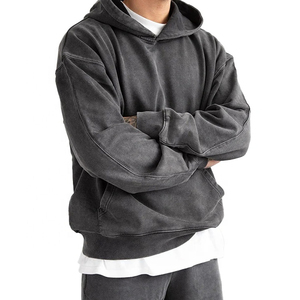 Sudadera con capucha de felpa francesa lavada con ácido de peso pesado de alta calidad Sudadera con capucha vintage lavada con piedra personalizada - Product Image 3