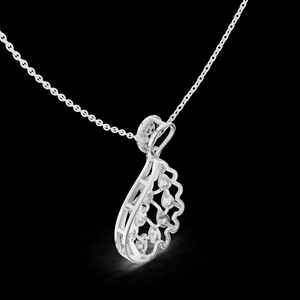 Pendentif en or en forme de goutte d'eau avec feuille de diamant en or 14K 18K certifié IGI Bijoux fins de luxe pour femmes avec un design élégant de feuille - Product Image 4